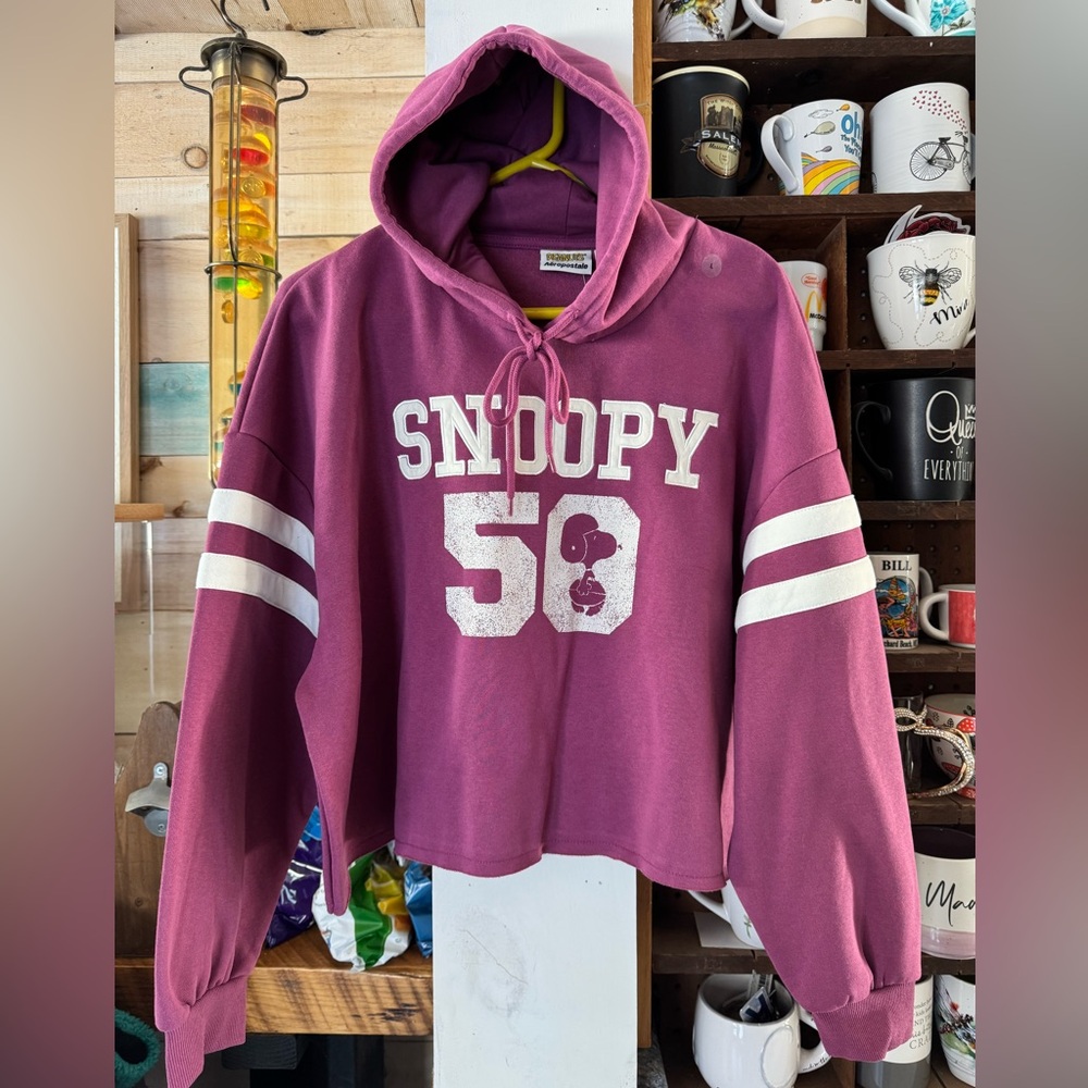 Women’s Size L Cropped Peanuts Snoopy Football Hoodie Brand new with tags!